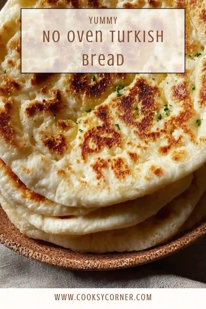 Soft no-oven Turkish bread wrapped in a cloth to keep warm. Perfect stovetop bread recipe.