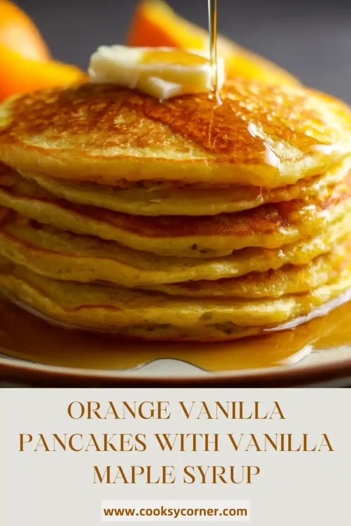 Pancake stack showing golden texture and citrus zest.