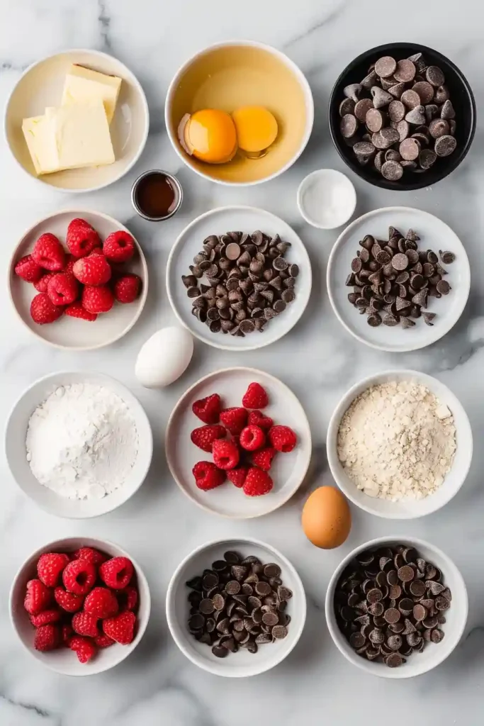 Stack of homemade Raspberry Chocolate Chip Cookies with a soft crumb and balanced chocolate-raspberry flavor.