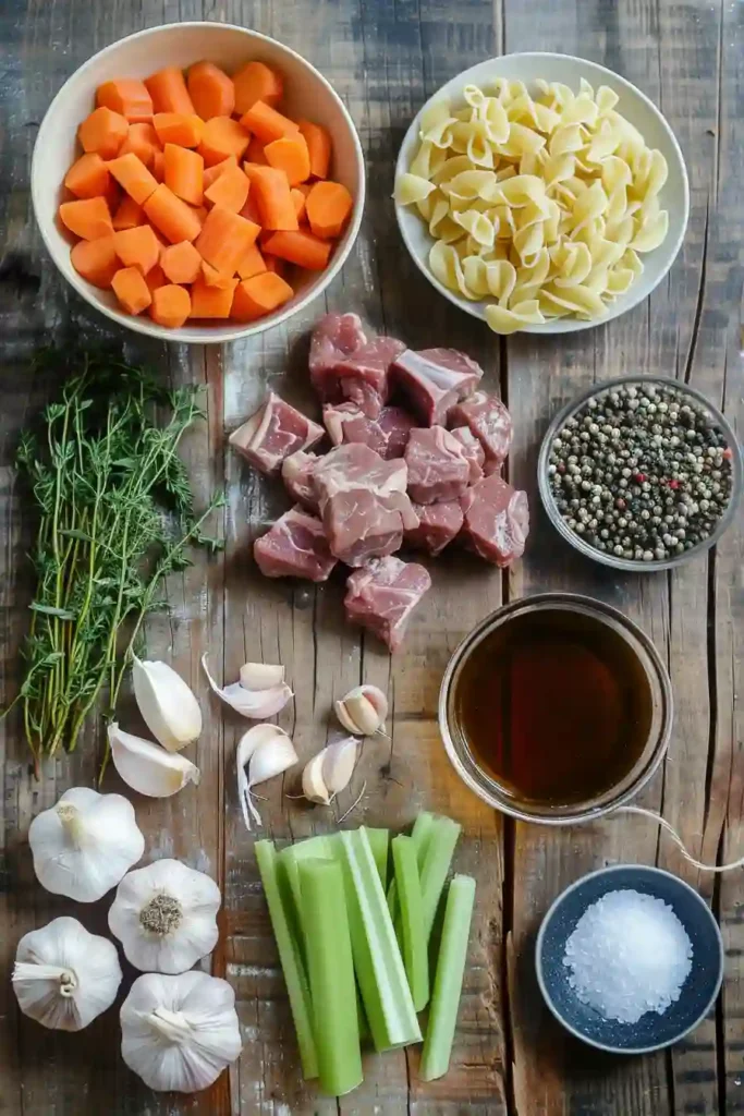 Bowl of Slow Cooker Beef and Noodles garnished with parsley, featuring tender beef and noodles in a warm, flavorful broth.