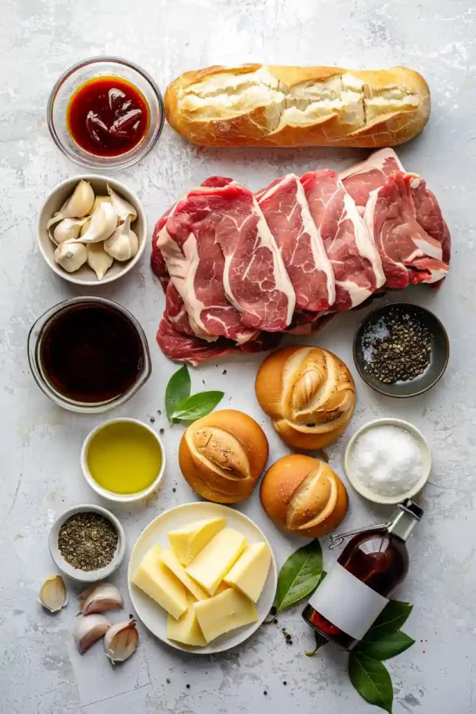 French dip sandwiches made in the slow cooker, featuring tender beef, golden rolls, and flavorful dipping sauce.