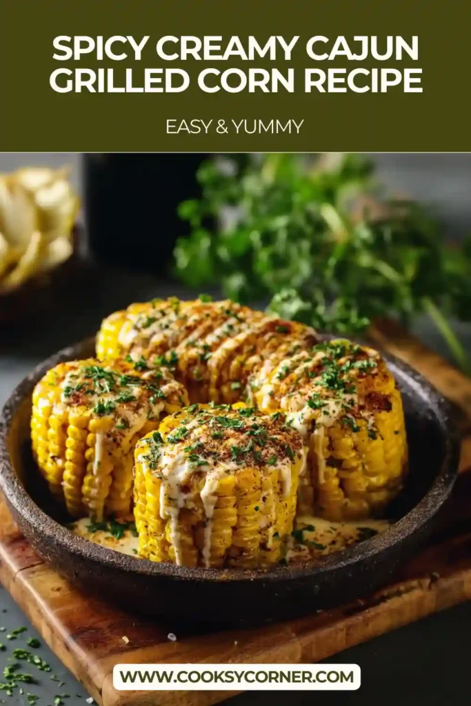 Spicy creamy Cajun grilled corn coated in a rich Cajun sauce and topped with crumbled cheese and fresh cilantro.