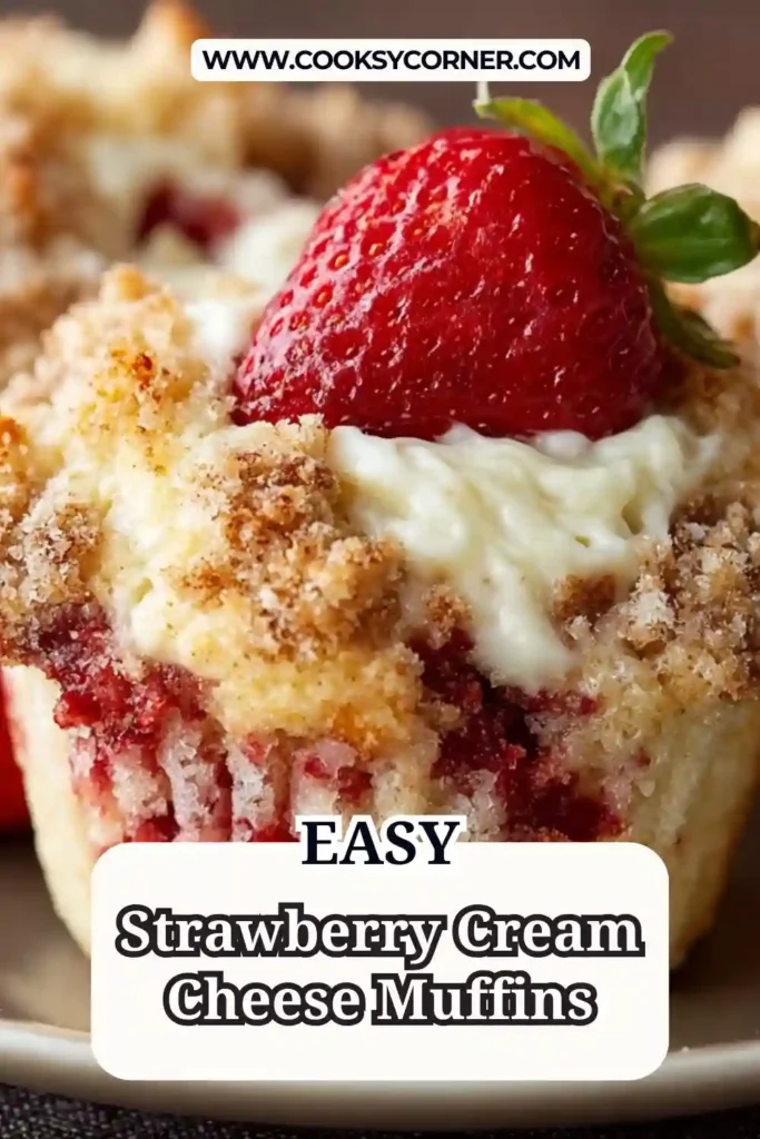 Bakery-style strawberry cream cheese muffins fresh from the oven.