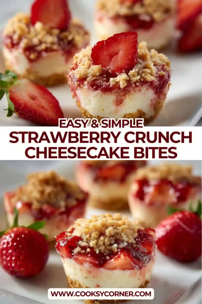 No-bake strawberry cheesecake bites served chilled.