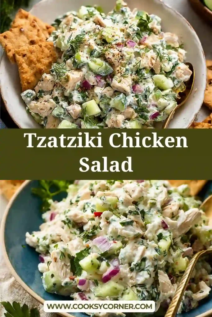 Creamy Mediterranean chicken salad with tzatziki-style yogurt dressing.