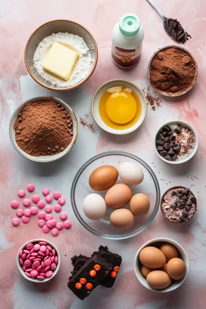 Homemade Valentine’s Day brownies stacked on a plate showing their dense, moist texture.