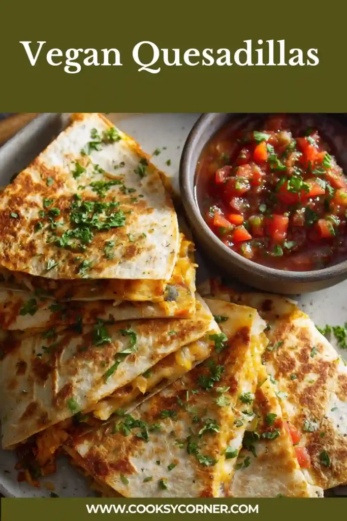 Oven baked vegan quesadillas served fresh and golden.
