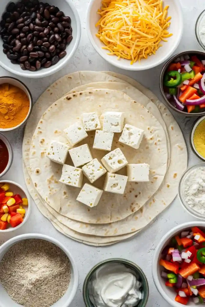 Crispy vegan sheet pan quesadillas ready to serve.