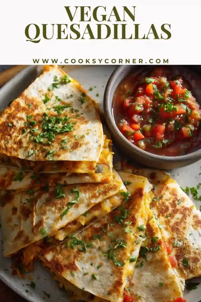Sheet pan vegan quesadillas sliced into squares with crispy tortillas.