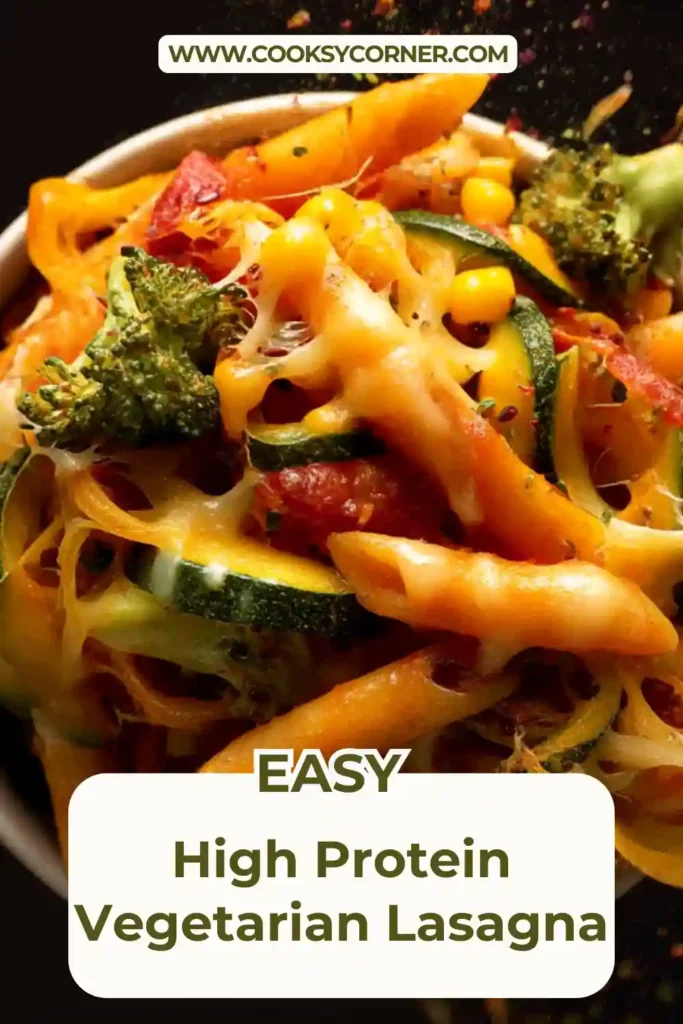 One pot vegetable pasta cooked with zucchini, broccoli, and tomato sauce.