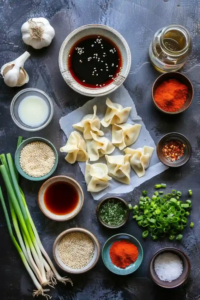 Steaming bowl of Wonton Soup with Spicy Broth served hot with fresh green onions.