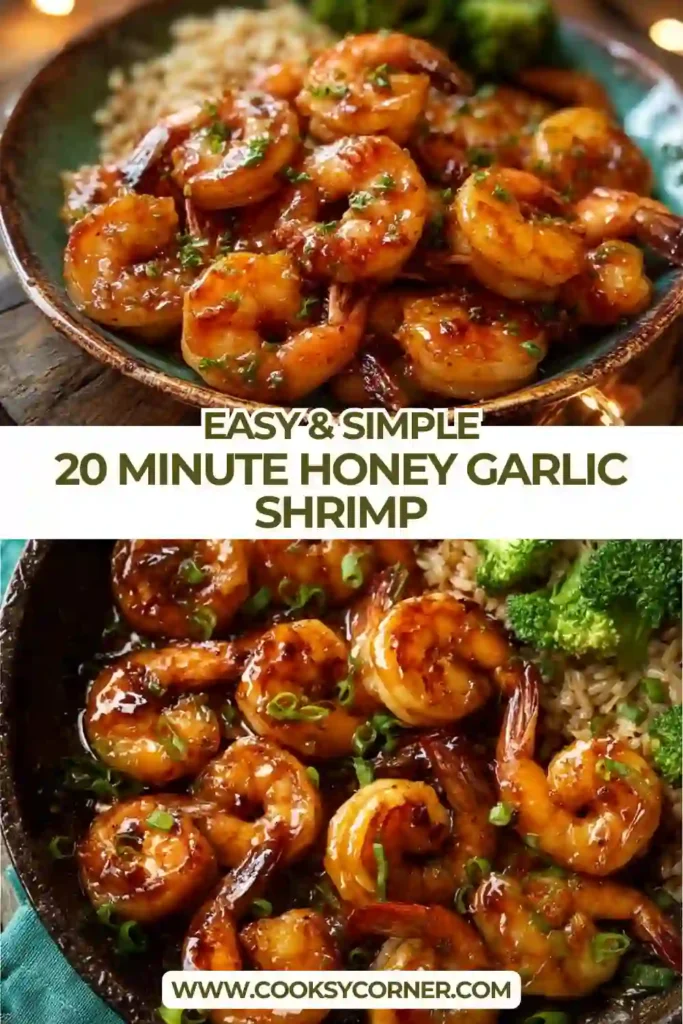 Honey garlic shrimp cooked in under 20 minutes with tender shrimp and rich sauce. Perfect for an easy healthy shrimp dinner.