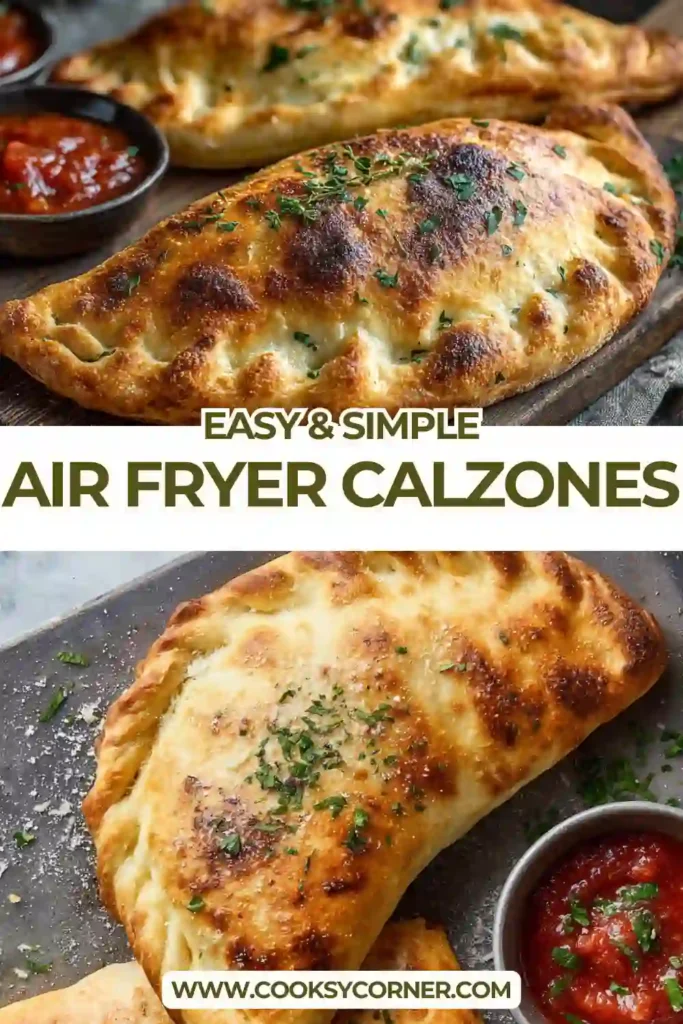 Air fryer calzones golden brown and crispy