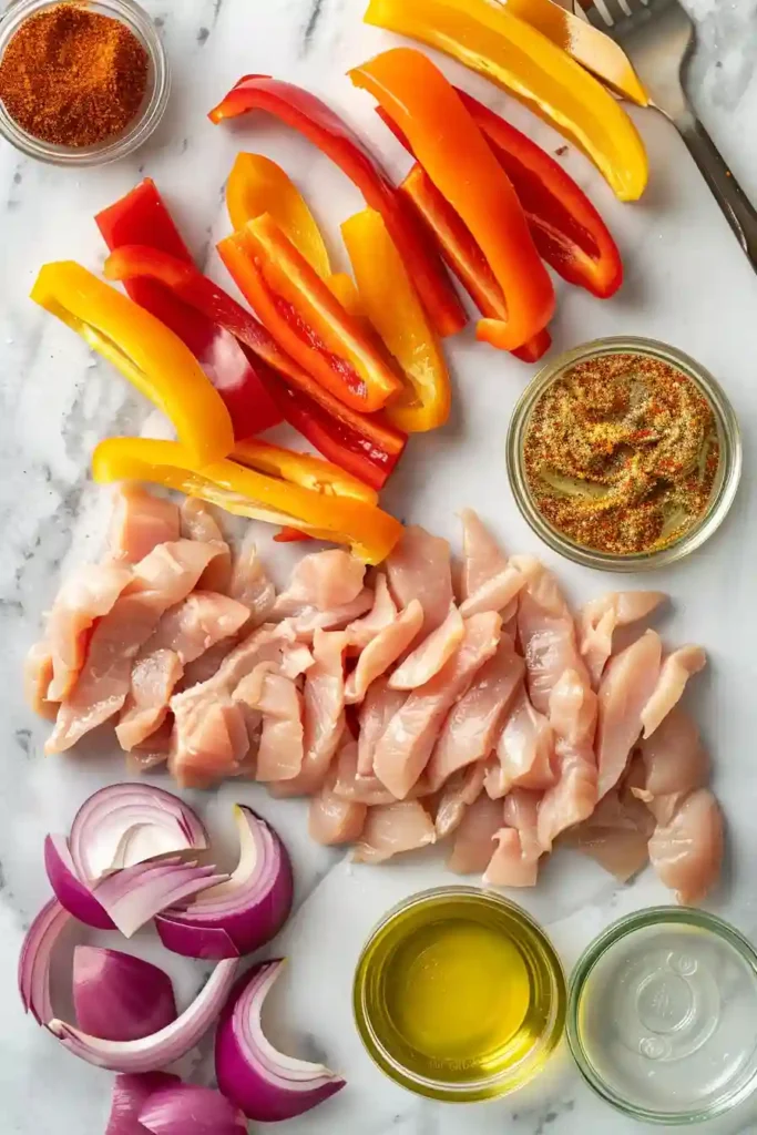 Colorful chicken fajitas ready to serve