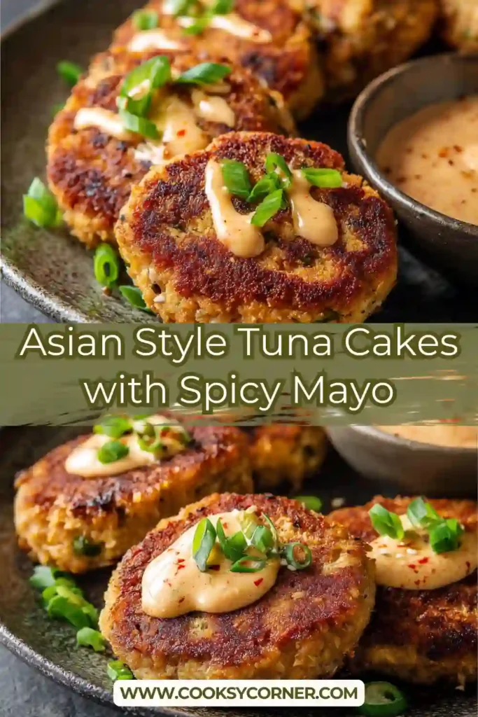 Close-up of tuna fishcakes with golden crust and tender interior.
