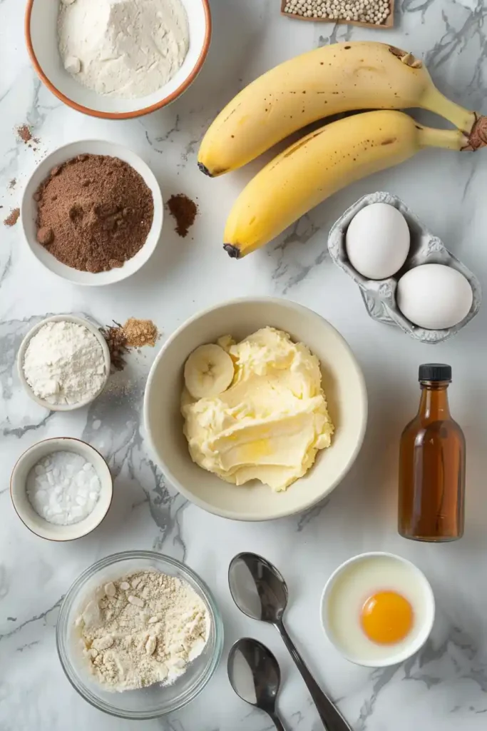 Cinnamon banana coffee cake served with coffee.