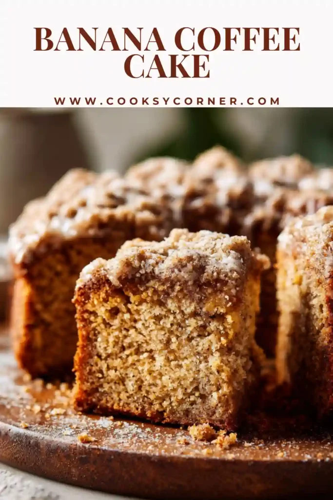 Banana coffee cake with streusel topping fresh from the oven.