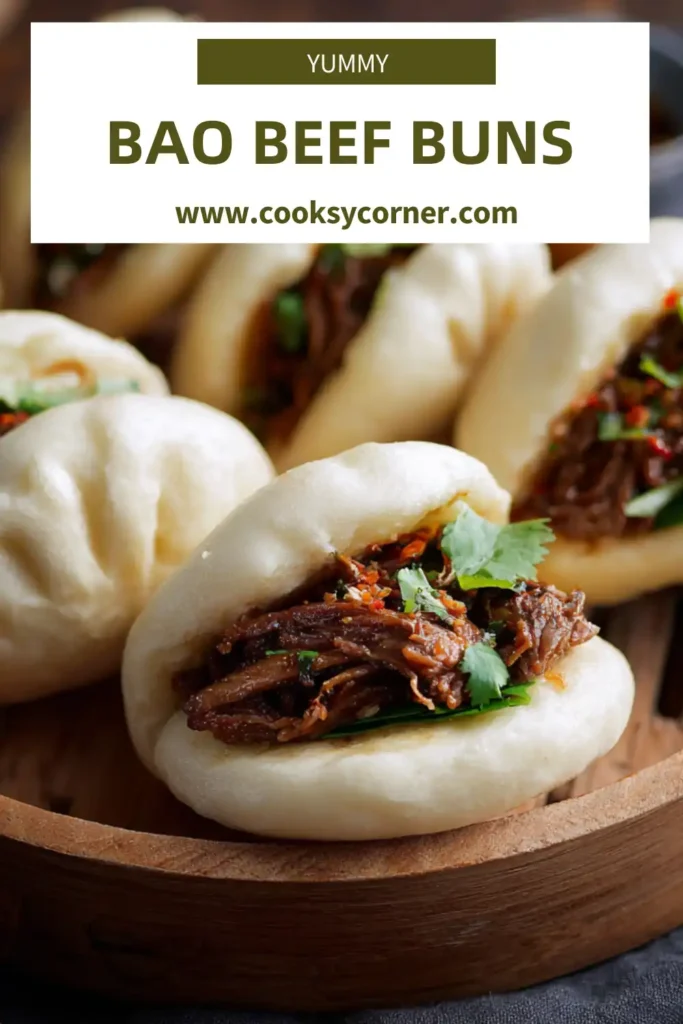 Homemade Bao Beef Buns arranged in a steamer basket.