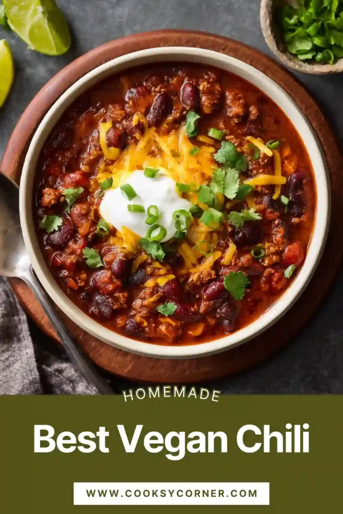 Best vegan chili served with toppings in a bowl