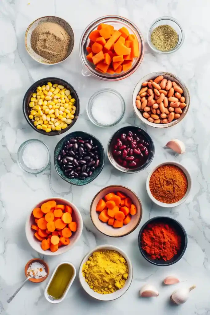 Easy vegan chili with corn and beans