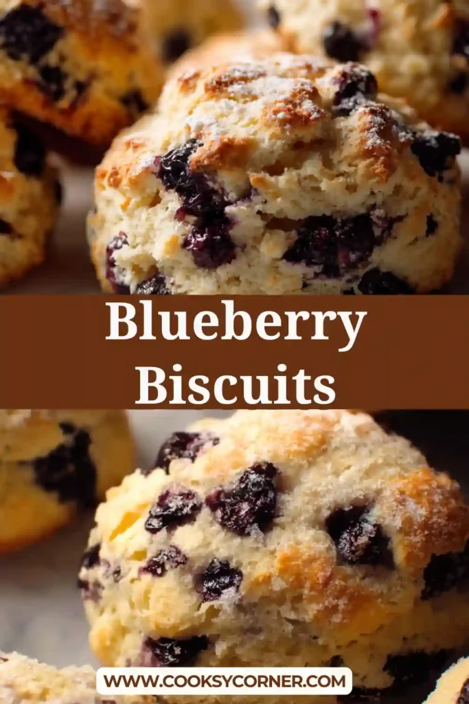 Close-up of flaky blueberry biscuit with lemon zest.