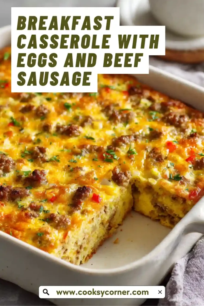 Cheesy egg breakfast casserole sliced and ready to serve.