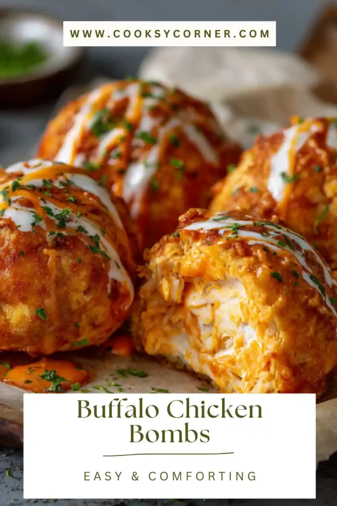 Cheesy buffalo chicken stuffed inside biscuit dough.