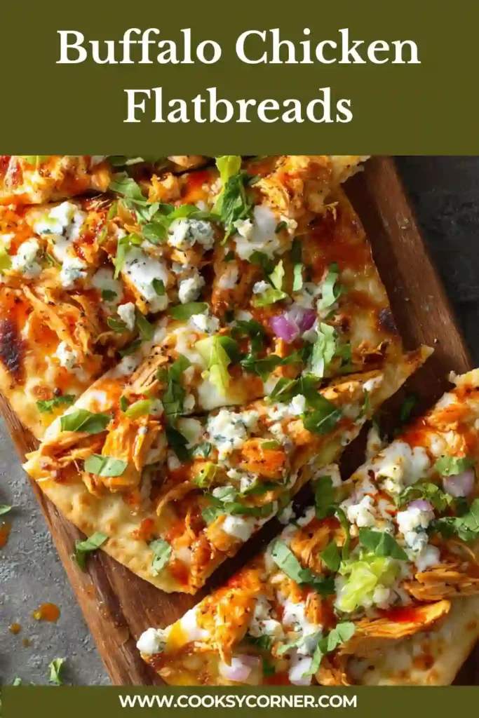 Buffalo ranch flatbread sliced and served with green onion garnish.