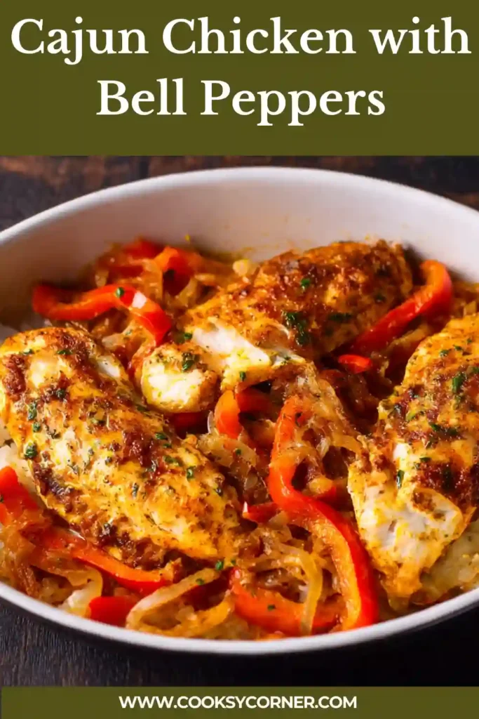 Oven baked Cajun chicken with peppers and cheese.