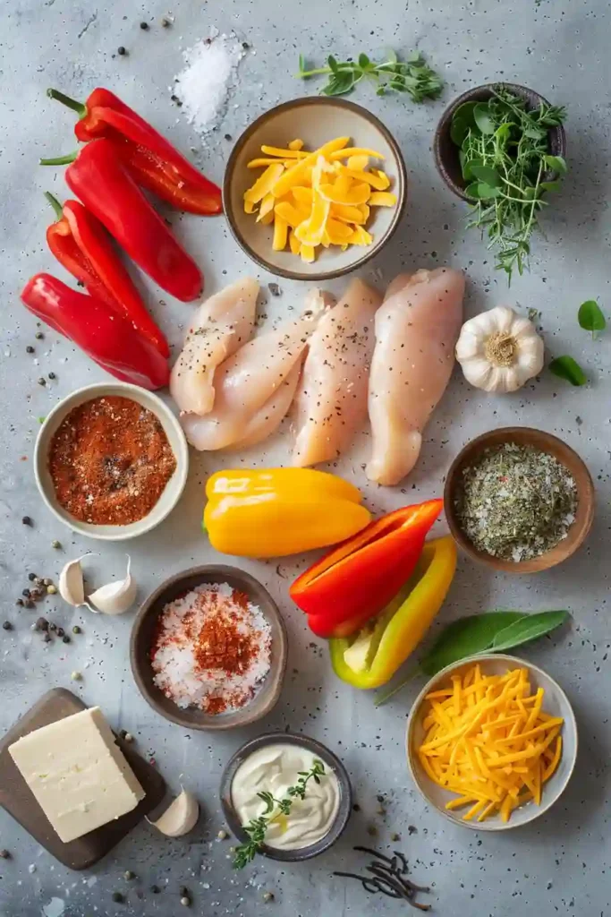 One-pan Cajun chicken and bell peppers dinner.