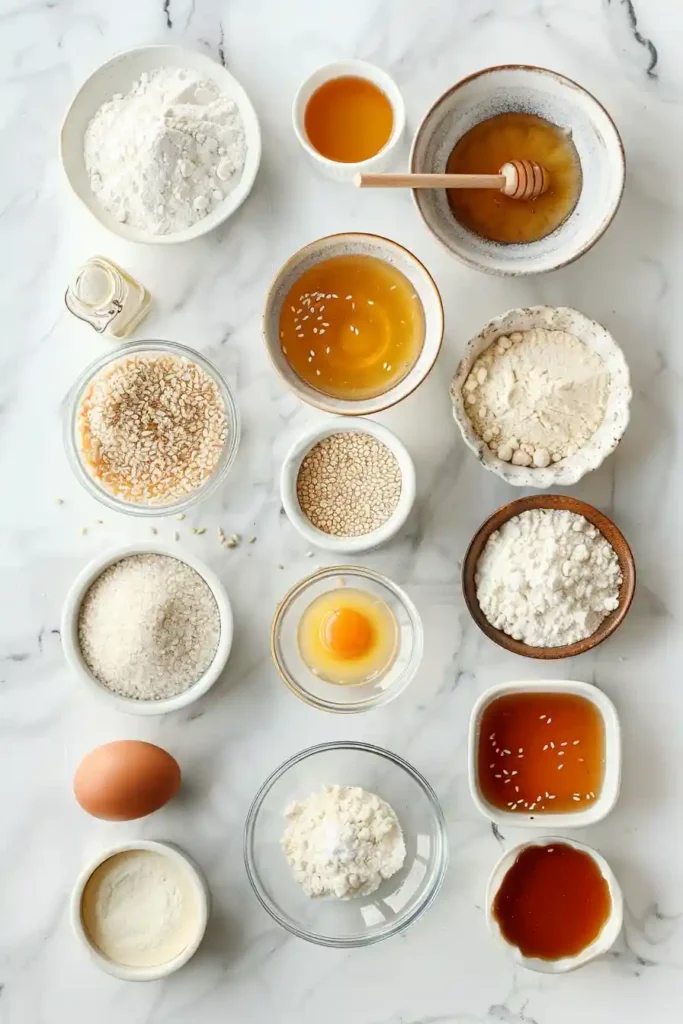 Freshly baked chewy honey sesame cookies cooling on a wire rack with toasted sesame seeds visible on the surface.