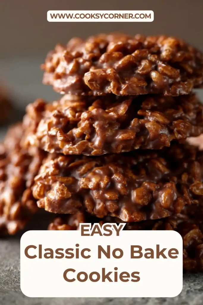 Classic no-bake cookies made with cocoa, peanut butter, and oats cooling on parchment paper.