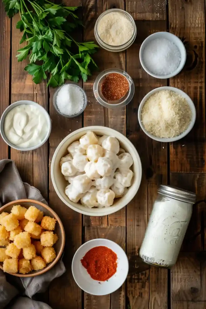Comfort food chicken Alfredo bake garnished with fresh parsley and crispy golden topping.