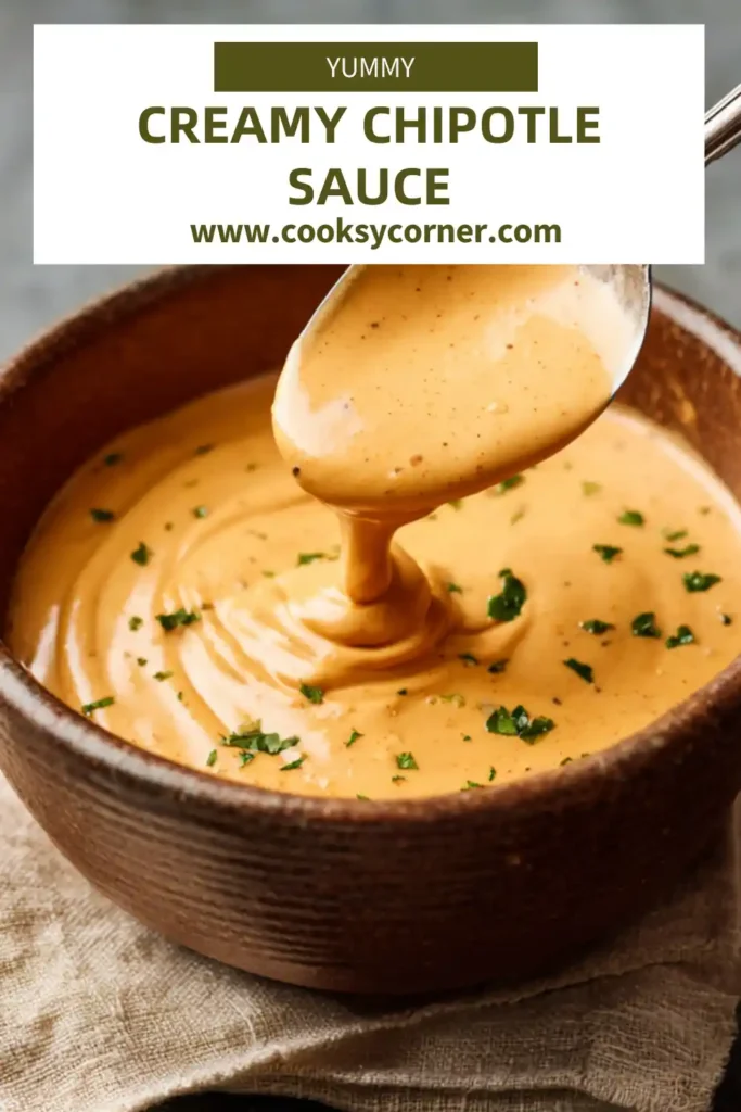 Creamy chipotle sauce in a small white bowl topped with a drizzle of olive oil and cracked black pepper on a light kitchen surface.