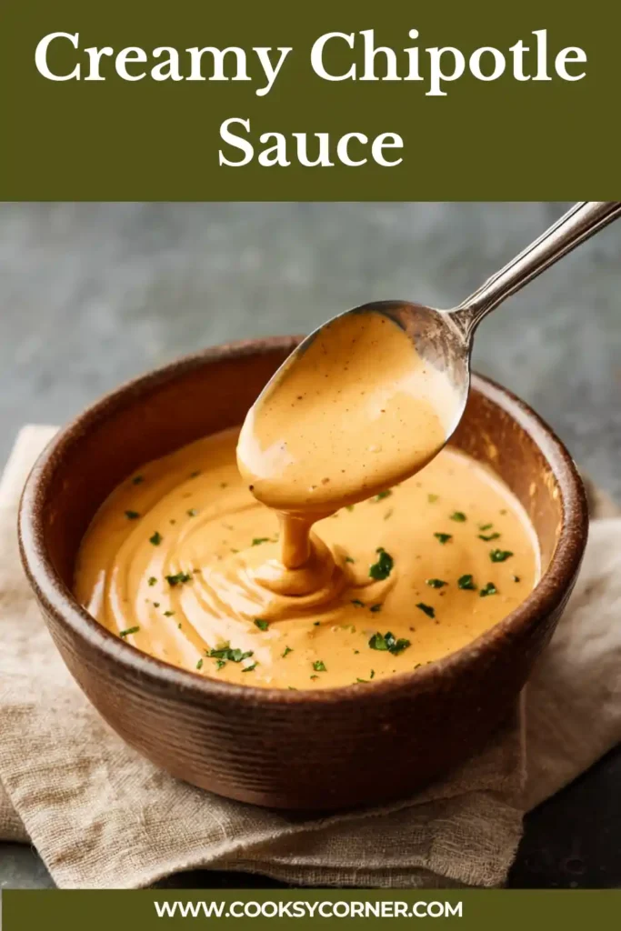Homemade creamy chipotle sauce with smooth texture and vibrant orange color served as a dip.