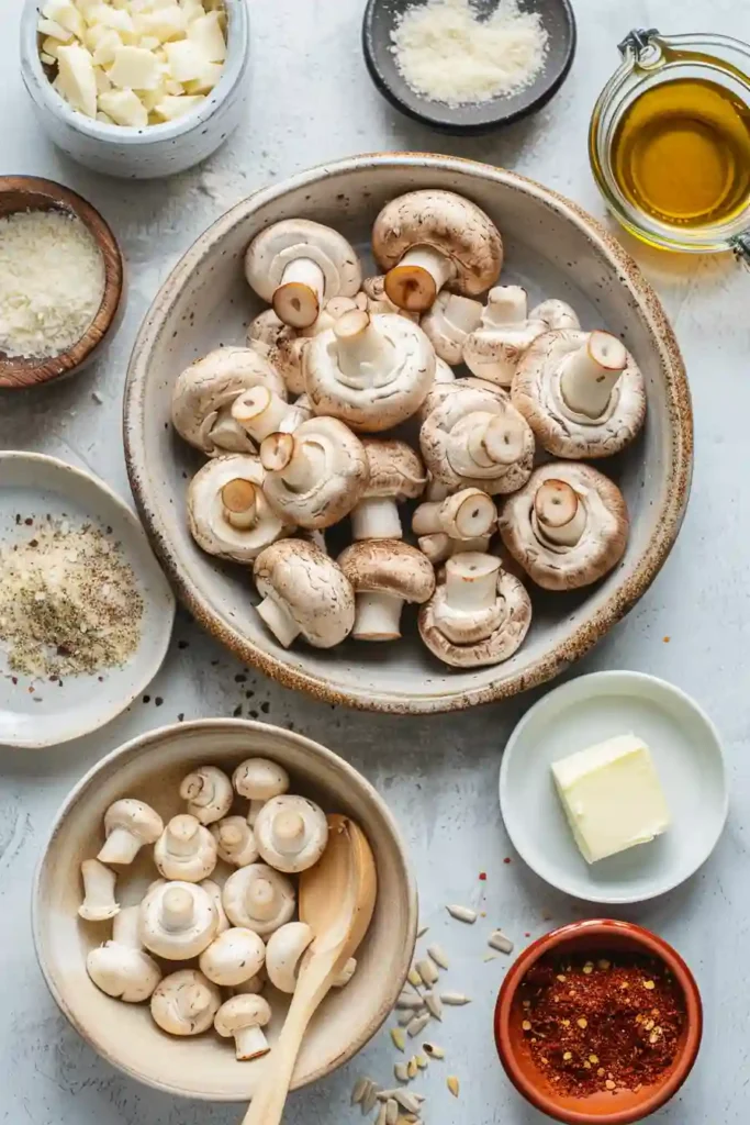Golden crispy mushrooms fresh from the oven.