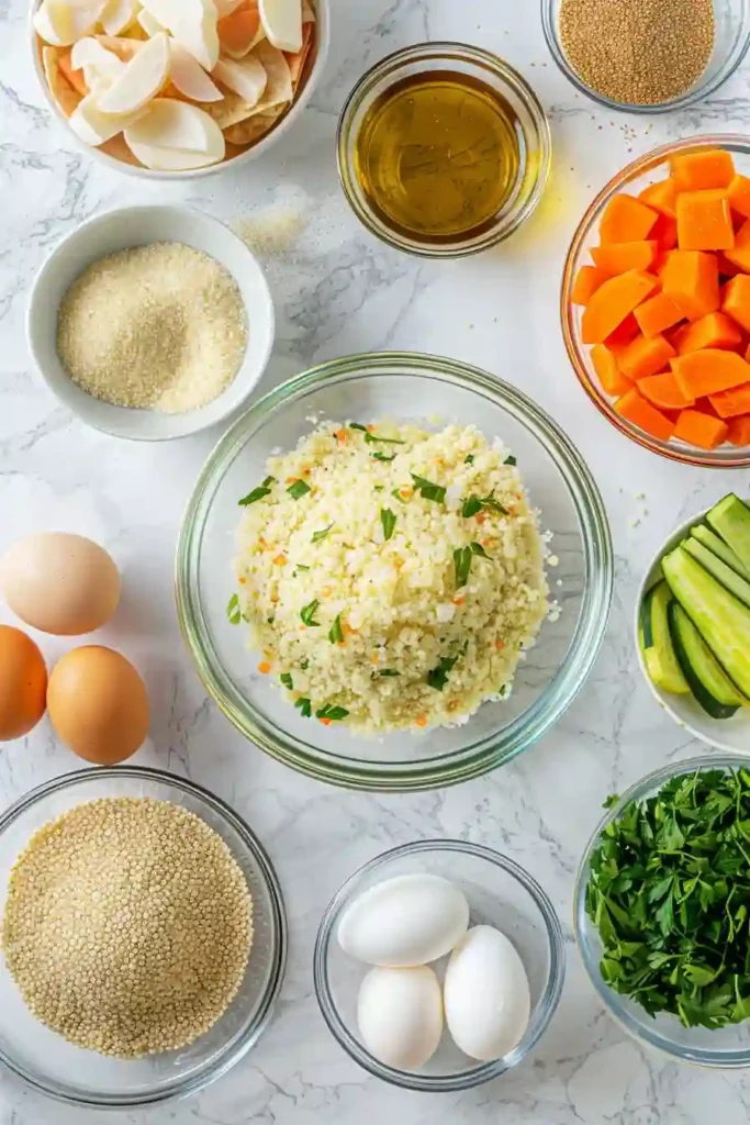 Homemade quinoa patties with vegetables and cheese.