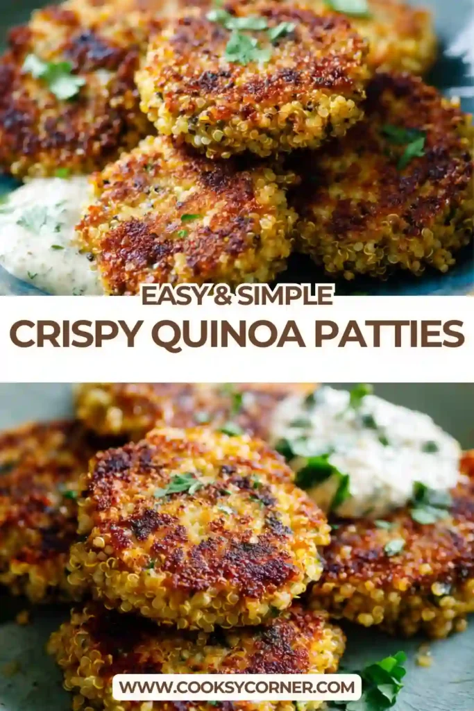 Vegetarian quinoa patties served warm and crispy.