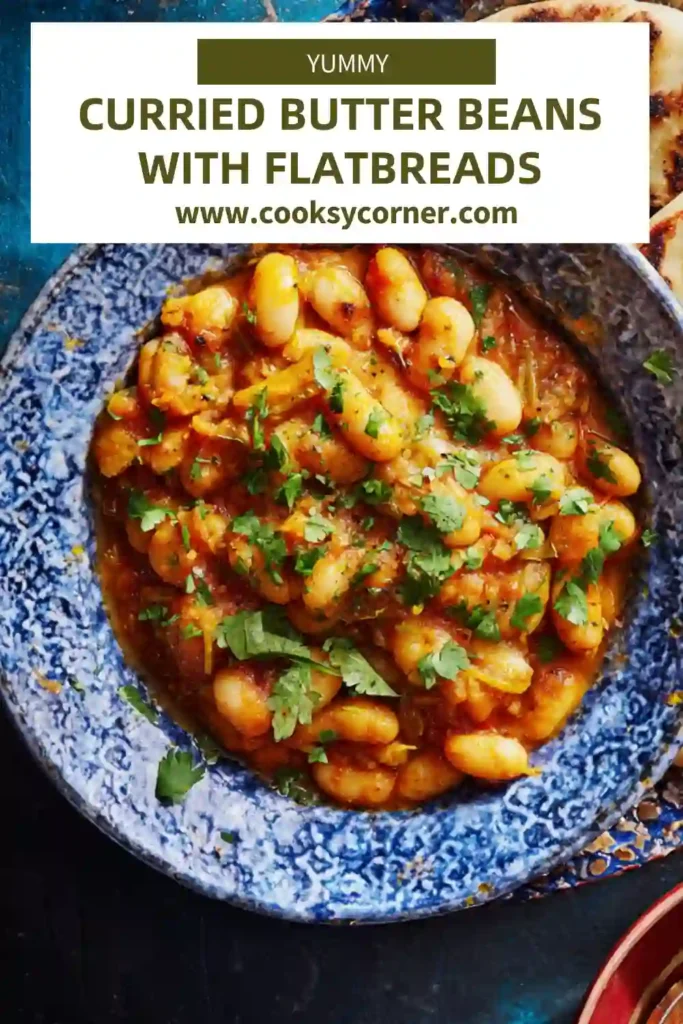 Vegan butter bean curry simmered in spiced tomato sauce.
