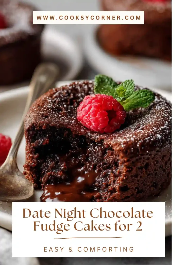 Individual chocolate fudge cakes with soft centers and deep chocolate color.