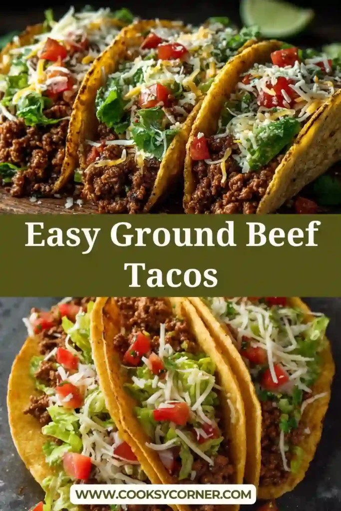 Homemade ground beef tacos served in warm tortillas.