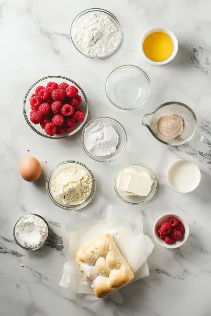 Bakery-style raspberry danish with glossy icing and crisp golden edges.