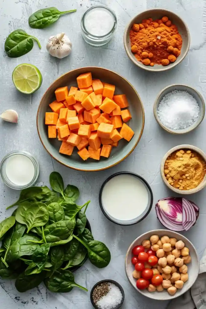 Creamy coconut sweet potato curry ready to serve.