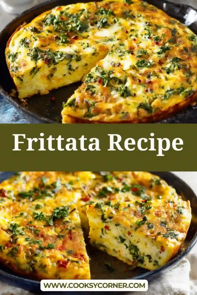 Close-up of vegetable frittata with spinach, roasted red peppers, and melted cheese baked until set. Healthy breakfast option.