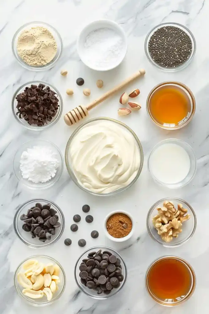 No-bake frozen yogurt bites with chocolate chips.