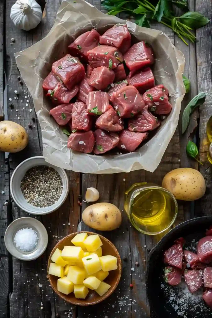 Easy garlic butter steak and potatoes served hot from the pan.
