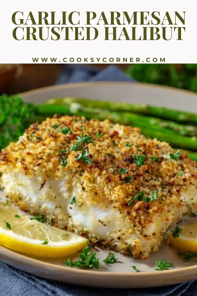 Baked halibut with panko parmesan topping
