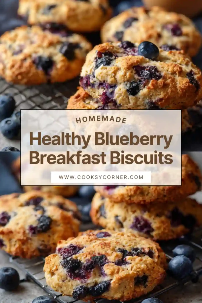 Close-up of soft blueberry oat biscuits with visible strawberries and golden tops.