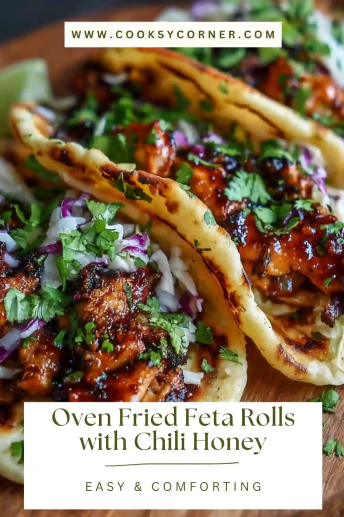 Fusion chicken tacos made with naan bread and glossy honey garlic sauce.