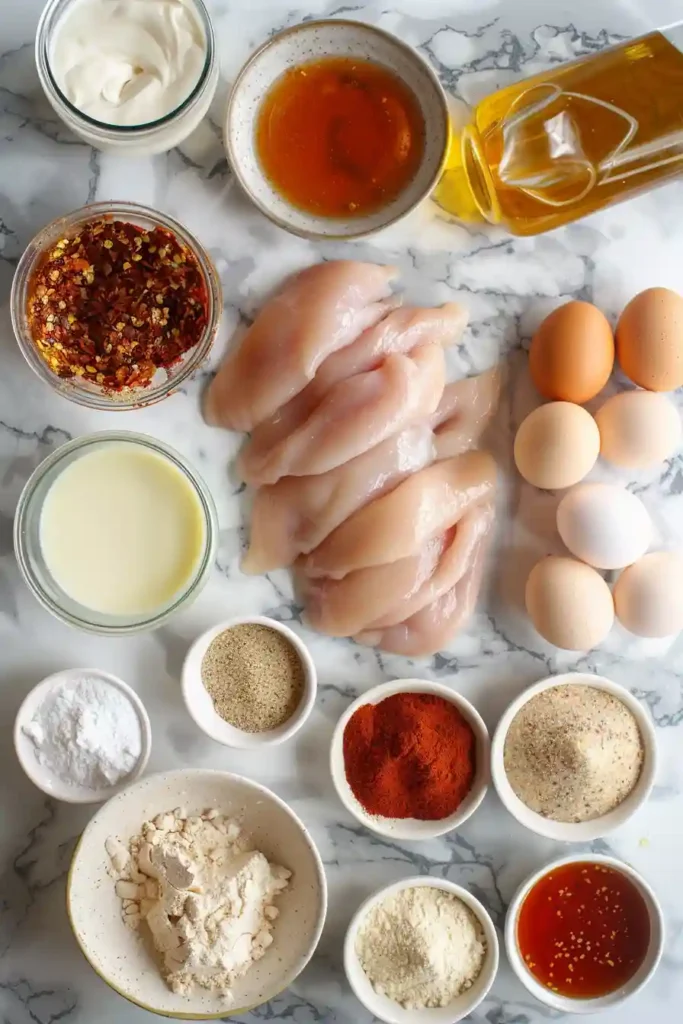 Sweet and spicy hot honey chicken served fresh.